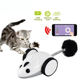 

Bluetooth App Remote Control Pet Cat Toy Mouse Feather Interactive Wireless Electric Catch Moving Mouse Toy For Cat Usb Charging