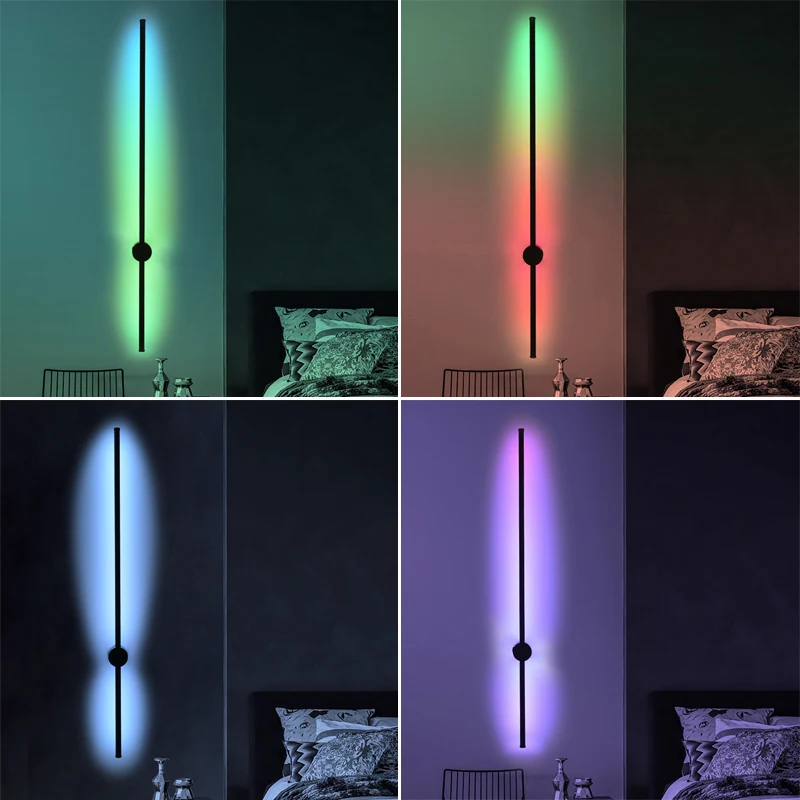 모던 다채로운 LED 벽 램프, 원격 제어 RGB 야간 조명, 홈 데코, 스콘스 적용, 사무실 주방 비품 장식