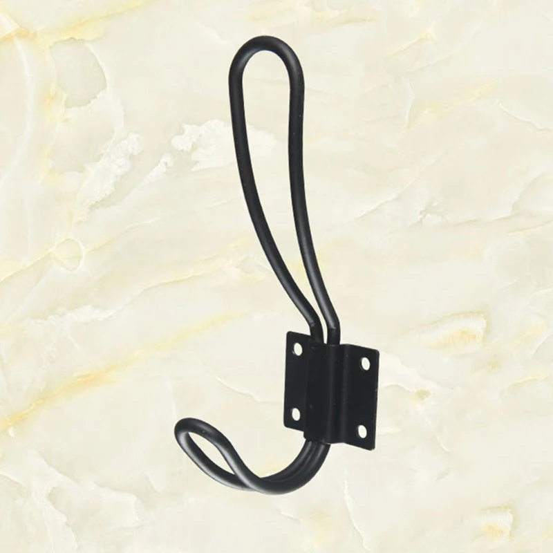 12PCS Iron Black Hooks Wall Mounted Rustic Double Coat Hangers With 48PCS Screws Jackets, Hats, Necklaces, Jewelry, Keys