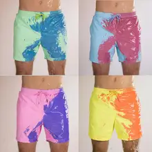Pantalones cortos de playa para hombre, bañador Sexy mágico que cambia de personalidad con forro, secado rápido, para natación, tabla de Surf
