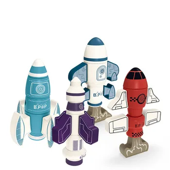 

Big Size Magnetic Rocket Block Set 3D DIY Space Explorer Science Educational Family Game Building Brick Toy For Baby Kids