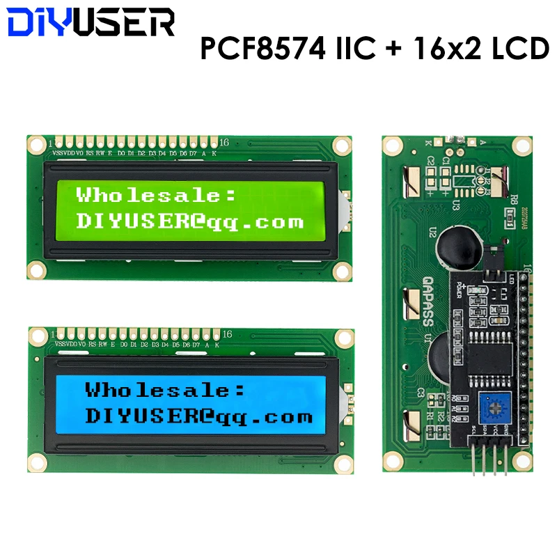 LCD1602 1602 LCD Module Blue / Yellow Green Screen 16x2 Character LCD Display PCF8574T PCF8574 IIC I2C Interface 5V for Arduino 1pcs lcd1602 1602 module green screen 16x2 character lcd display module 1602 5v blue gree screen and white code for