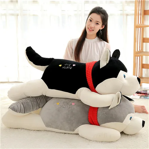 Fancytrader 47â€˜â€™ Giant Plush Husky Hugging Pillow Doll Big Stuffed Animal Lying Husky Dog Toy Kids Gift 120cm 2 Colors (10)