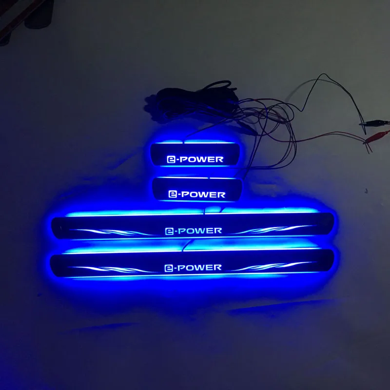 Для e-power двери Динамический светодиодный светильник порога Накладка приветствуется педаль; автостайлинг мерцающие дверные пороги освещение для Nissan E-POWER