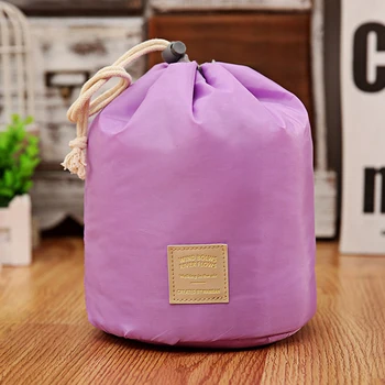 

Women Portable Cosmetic Bags Drawstring Makeup Bags Female Bucket Shaped Nylon Pouch for Ladies Large Capacity