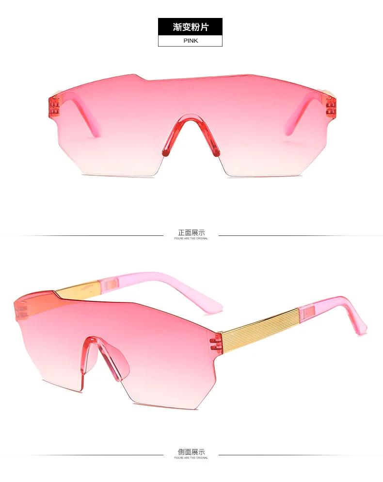 Яркие цвета, сексуальные женские солнцезащитные очки, оттенков, для женщин, большие, большие, прямоугольные, для девушек, крутые солнцезащитные очки oculos de sol feminino - Цвет линз: pink