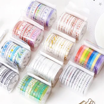 

10Pcs/Set Cute Basic Border Series Washi Tape Set Kawaii Masking Tapes Kids DIY Decorative Diary Scrapbooking Photo stationery