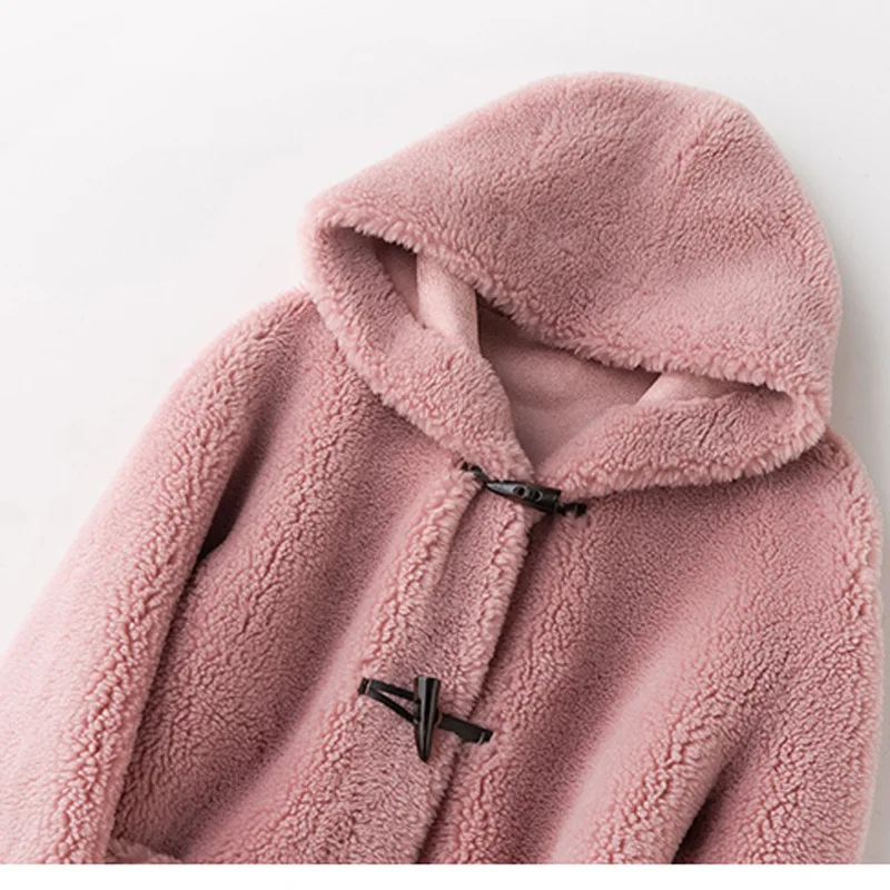 Новое зимнее пальто для женщин, модное шерстяное бархатное пальто с капюшоном из искусственного меха, женская теплая меховая куртка, шуба D86