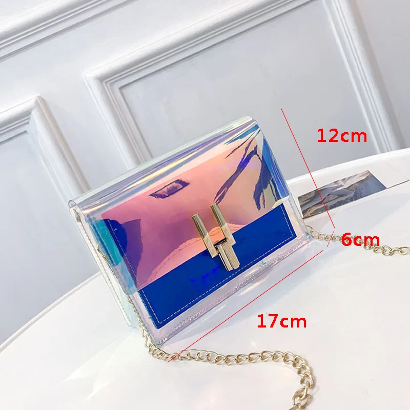 Fashion Women Colorful Jelly Shoulder Bag Girl Laser Holographic Transparent Handbag Crossbody Messenger Bags Mini Tote SS0424 (5)
