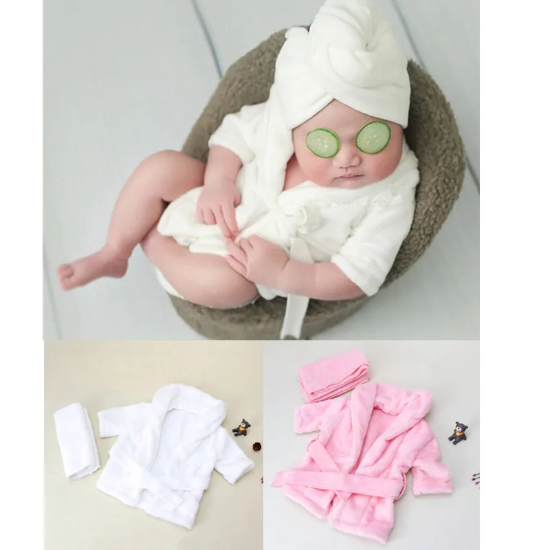 Newborn Photography Props Baby Bathrobes Bath Towel Set Warm Bebe