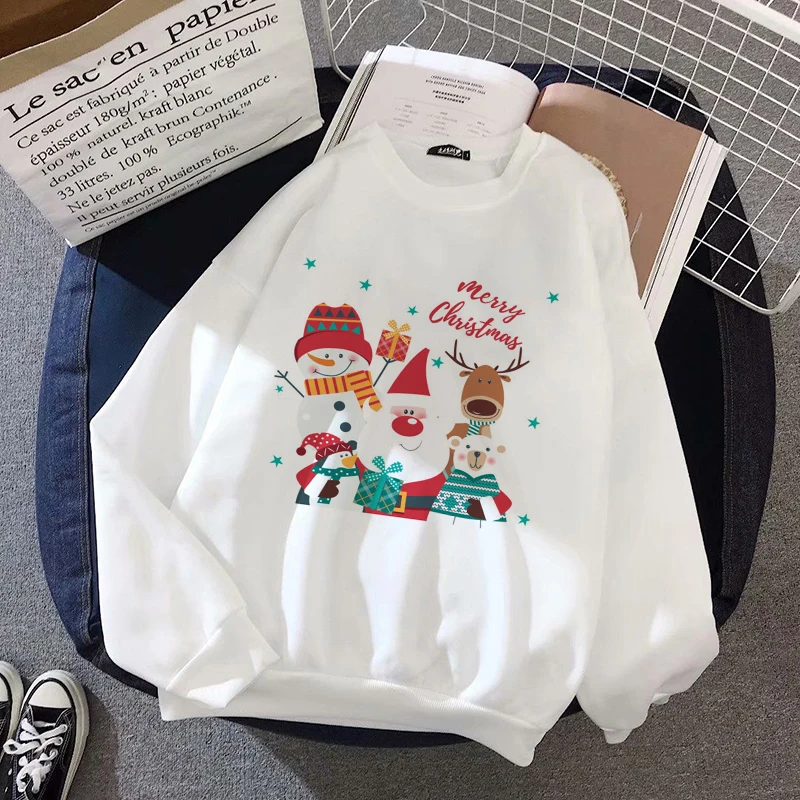 Женский свитер на год и Рождество, модная зимняя одежда, Повседневный пуловер белого цвета с длинным рукавом, Harajuku размера плюс, женский свитер - Цвет: 4094