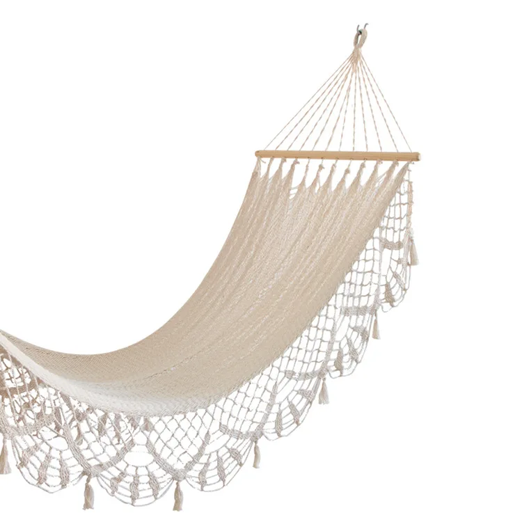 Afhaalmaaltijd tekort stap in White Hammock Outdoor Lace Swing Chair Cotton Canvas Tassel Hammock Indoor  Leisure Tassel Hammock - Hammocks - AliExpress