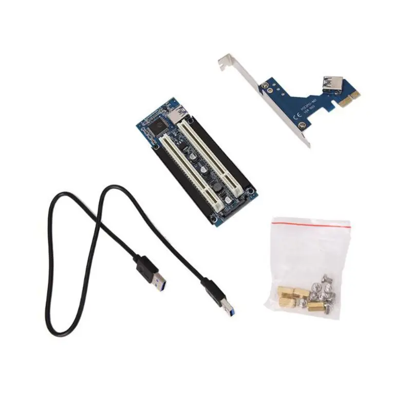 PCI E Express X1 to Dual PCI Riser Extend Adapter Card with Cable for WIN2000 XP 2