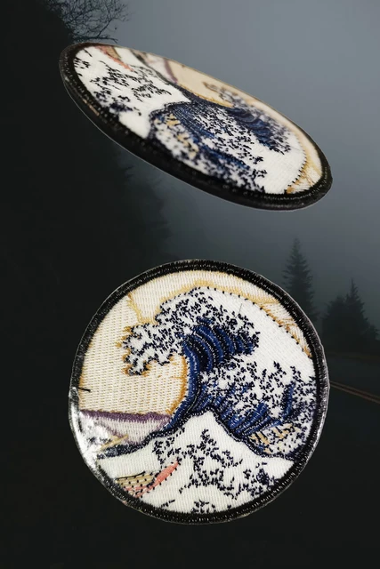 Toppa Ricamata Grande Onda Di Kanagawa - Applica Con Ferro O Cucitura - Foto 4