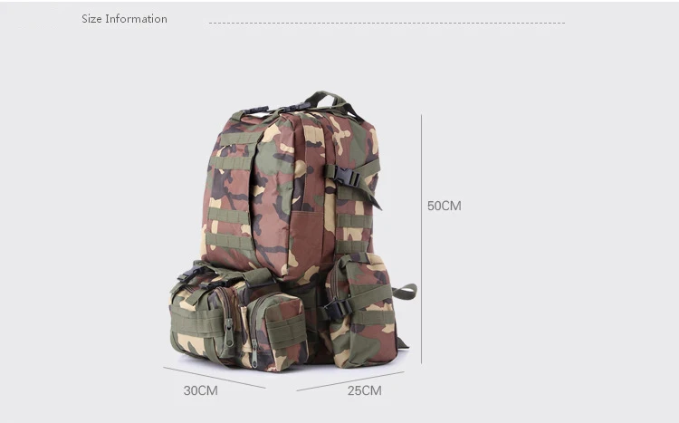 50л тактический рюкзак 4 в 1 Военная Сумка армейский Рюкзак Molle спортивная сумка для отдыха на природе походный рюкзак дорожная сумка для альпинизма