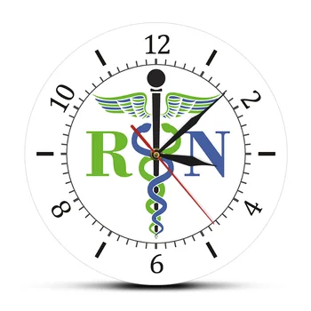 

Caduceus Medical Symbol Printed Wall Clock Medicine Doctor Medical Insignia Hospital Wall Watch Registered Nurse RN Nursing Gift