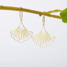 Новое поступление подвеска треугольная серьги Золотой китайский стиль для женщин из нержавеющей стали с геометрическим пирсингом модные серьги Pendient