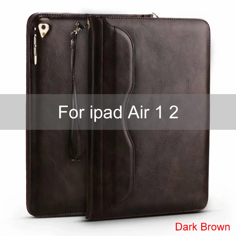 Essidi для Ipad Air 1 2 умный кожаный чехол Подставка для планшета защитный чехол рукав для Ipad Air 1 2 с кошельком - Цвет: Dark Brown