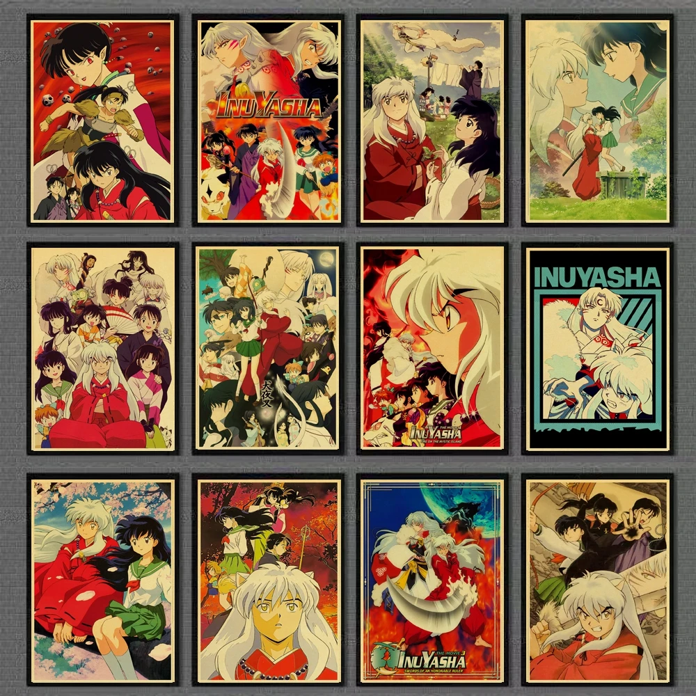 

buy 3 get 4 Classic Anime Inuyasha Series Retro Posters Art Movie Painting Kraft Paper Prints Home/ Room/Bar Decor Wall Stickers