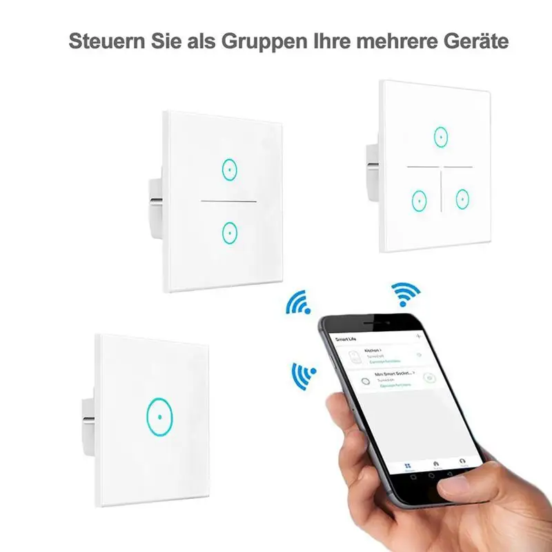 

WINOMO 86 Type 1/2/3 Gangs Smart Switch WiFi Touch Control Wall Switch Light Stepless Dimmer Work With Phone APP With EU Plug