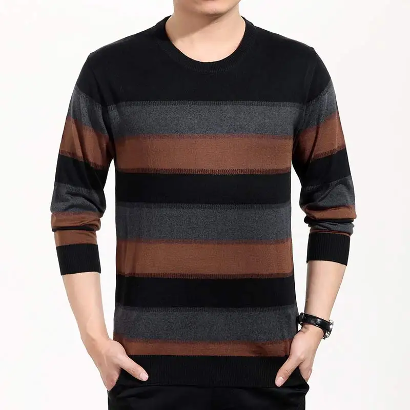 brand new casual thin striped knitted pull sweater men wear jersey mensluxury pullover mens sweaters male fashions 81007 - Цвет: Оранжевый