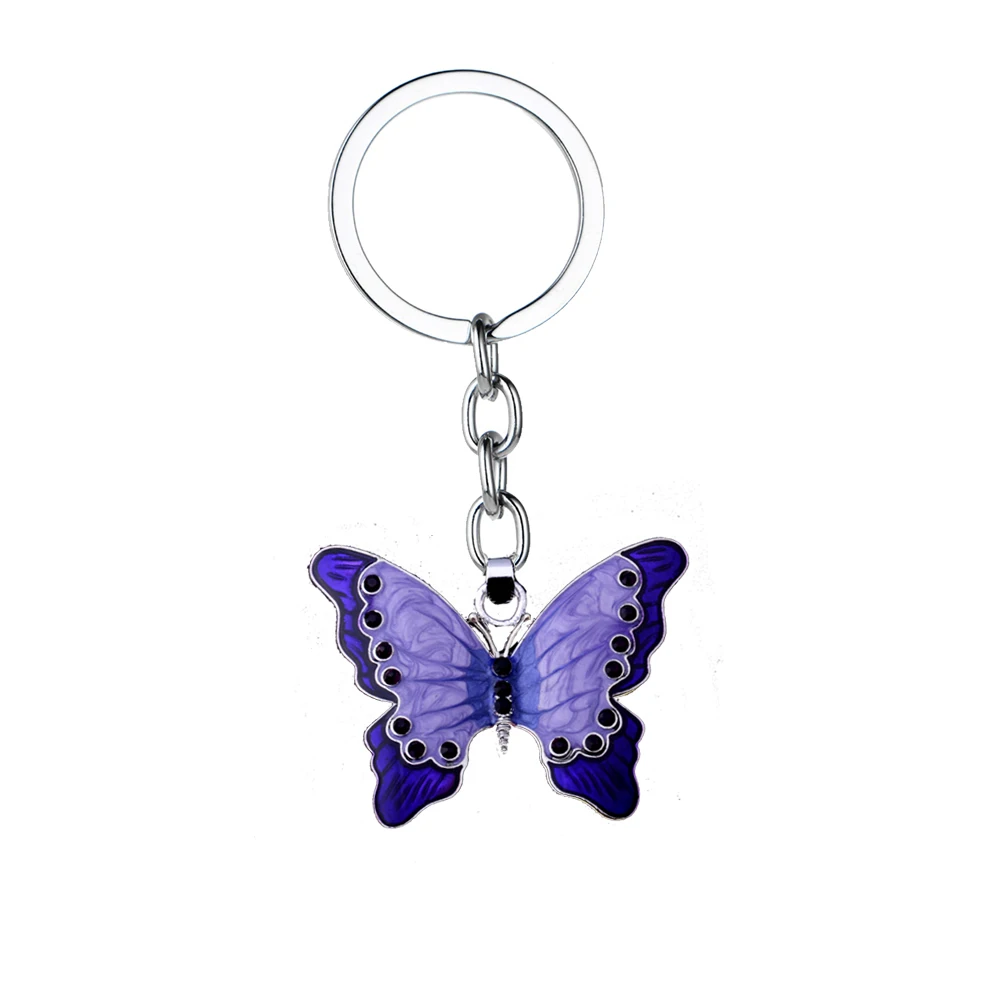 

36PCs Purple Color Butterfly Crystal Rhinestone Charm Pendant Keyrings Keychains Lovers Couples Valentine's Day Gift Jewelry Hot