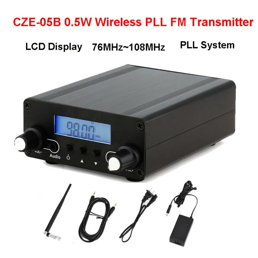 CZE 05B 0 1/0 5 Вт беспроводной PLL FM передатчик ЖК дисплей 76 МГц ~ 108 антенна домашняя