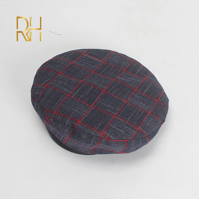 red plaid Плоская шляпа художника женская мягкая шапка художника шапочка Ретро проверенный принт военная шляпа берет для унисекс RH - Цвет: red plaid