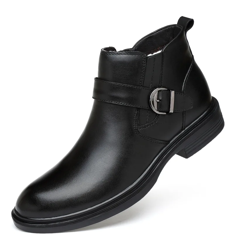 

2019 New Style Martin Boots Men's Full-grain Leather Warm Leather Boot plus Velvet Men Warm Cotton-padded Shoes High Shoes Men