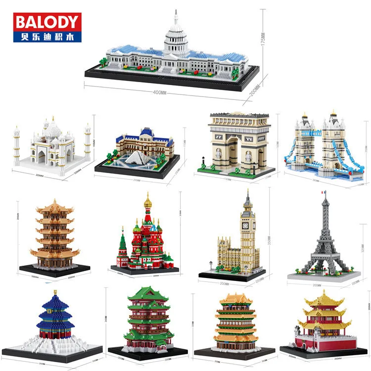 

Balody Small Particles of Diamond Educational Creative Fight Inserted-Toy Building Blocks 16066-16082 Architecture Series
