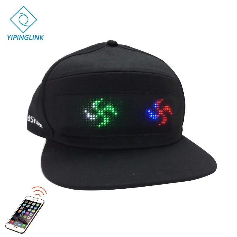 Светодиодная Кепка с Bluetooth, 12*48, большой размер, led дисплей, бейсболка, хип-хоп, шляпа для гольфа, ночная рыбалка, охотничий светодиодный светильник, шапка для верховой езды