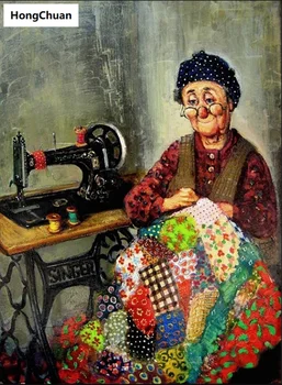

Sewing Machine Figure 5D Square/Round Diamond Embroidery Mosaic Cross Diamond Painting Home Decoration Mural New Year Gift