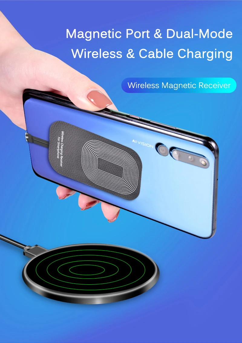 Магнитное Беспроводное зарядное устройство Qi с usb-кабелем для iphone 6 7 Plus samsung двойная пленка беспроводной и проводной fastchargingmodule