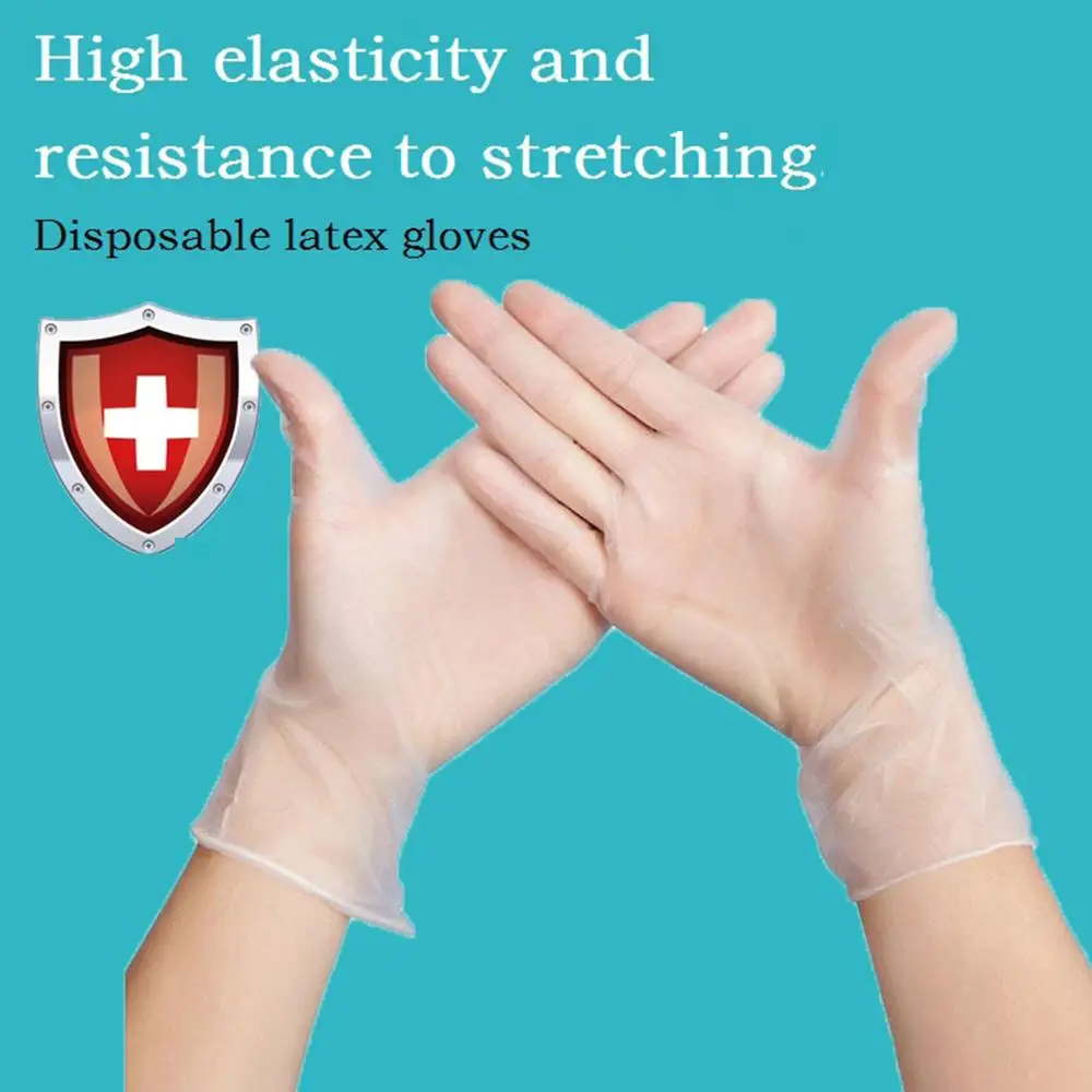 

100 PCS Food Grade Disposable Gloves Transparent Vinyl Plastic Gloves For Cleaning Kitchen Cooking Eating Food Bacterial Proof