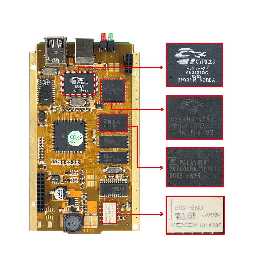 Для Renault Can Clip V190 золотой полный чип CYPRESS AN2131QC AN2131QC Автомобильная диагностическая программа для 1998- Pin экстрактор+ Reprog