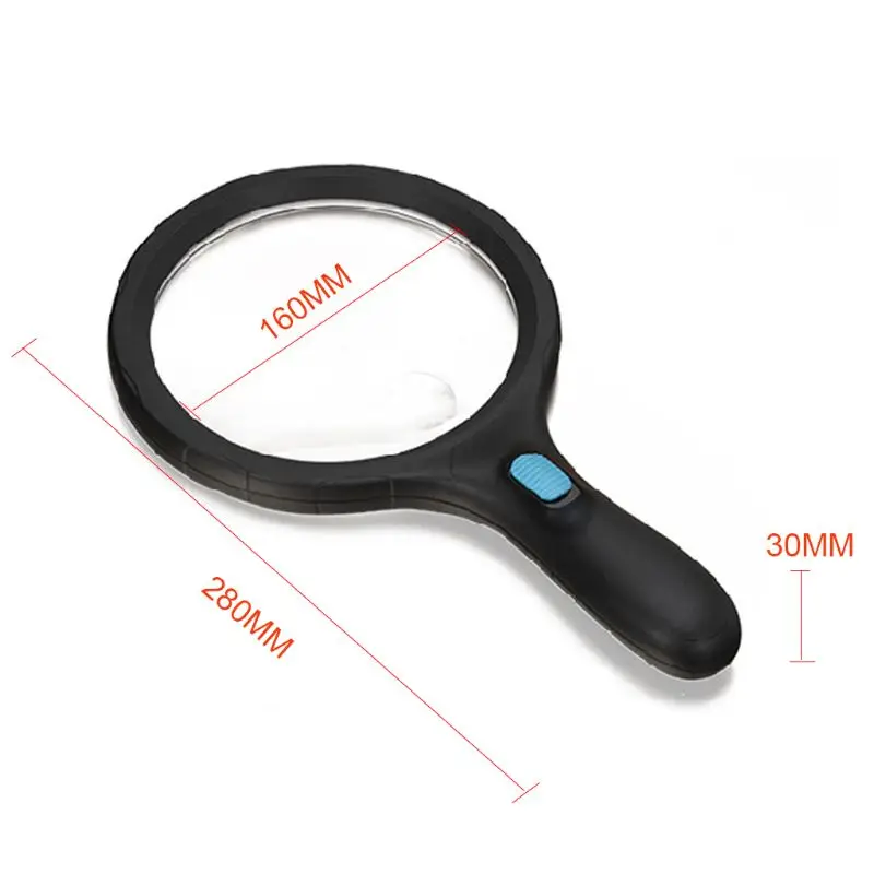 

Handheld Magnifier Illuminated 12 LED Lights High Magnification Glass Upgraded for Seniors Reading Stamp Map Jewelry