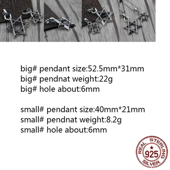 

B29 925 sterling silver pendant retro personality punk hip hop style six-pointed star letter shape jewelry for friends gifts