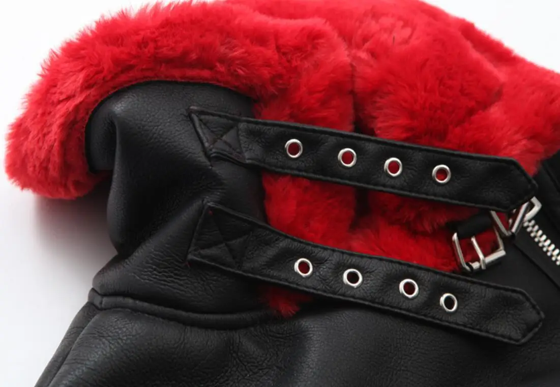 Зимнее пальто из искусственной овечьей кожи для женщин, искусственная кожа, красный ягненок, мотоциклетная Толстая замшевая куртка, женские флокированные пальто, r1690