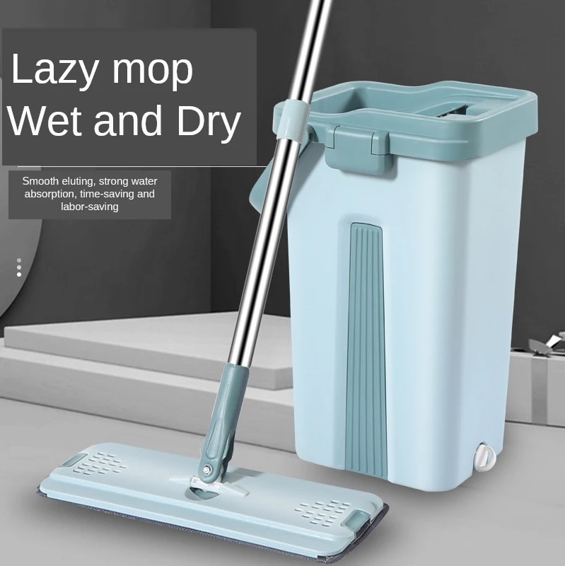 

Flat Mop With Bucket Suit Xiaomi No Hand Washing Thickened Magic Lazy Wet And Dry Floor Cleaning Tools Stainless Steel Rod House