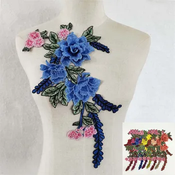 

Multiple colour 3D flower Polyester Lace Fabric Applique Embroidery Sewing DIY Dress Lace Collar Needlework Accessories Supplies