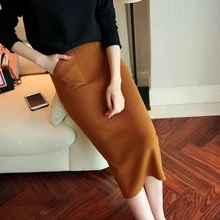 8984 настоящая фотография Новая Осенняя Женская трикотажная юбка с карманами 30 Лофт 3 ряда 2 полки