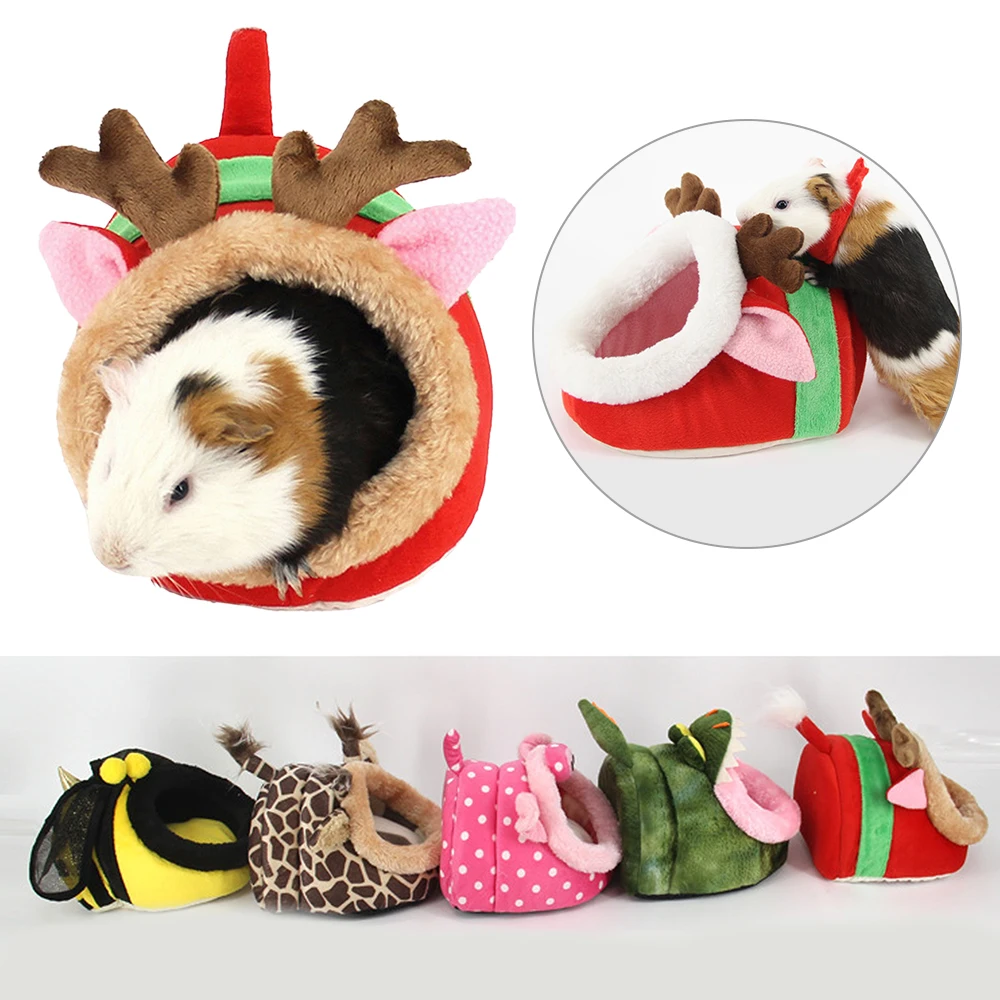 

2020 New Small Animal Hamster Bed House Cute Giraffe Animal Soft Warm Winter Cage Nest Accesssories