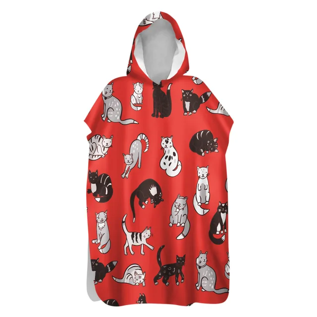 2021 Microfiber Sunscreen Quick-Drying Cartoon Cat Beach Towel Warm Change Bathrobe Swimsuit Ultralight Travel Cloak Surf Poncho 10