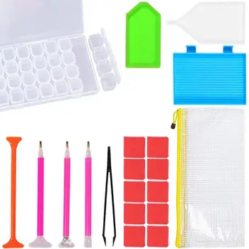 

20 Pieces Diamond Painting Tools 5D DIY Diamond Painting Accessories Diamond Cross Kits with 28 Slots Diamond Embroidery Box for