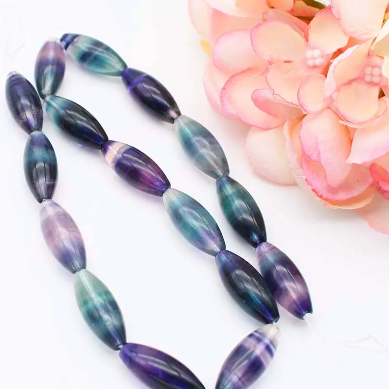 10x25mm Natural smooth Multicolor Fluorite oval stone beads For DIY necklace bracelet jewelry making 15 