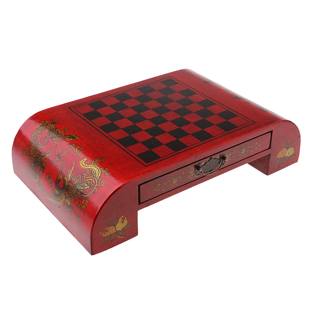 

Ancient-accent Wooden Chess Checker Game Set With 32 Pieces & Storage Drawer