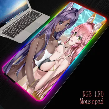 

MRGBEST Anime Sexy Two Girl Big Breast RGB Large Mouse Mat Computer Mousepad Led Backlight Gaming Mause Pad Keyboard Desk Mat