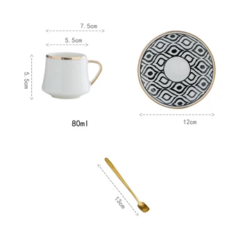 Ceyda - Luxury Monochrome Ceramic Espresso Cup and Saucer Sets 8