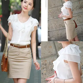 

5XL Large Size Elegant Work Wear Clothing Women New Summer Chiffon Blouse Women's Plus Size Casual White Office Shirt Blusas