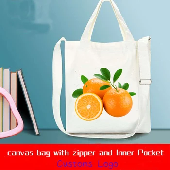 

Foldable Reusable Shopping Beach Bag Women Canvas Tote Ladies Casual Shoulder Bag Flower Fruits Print Schoolgirl Book Handbag